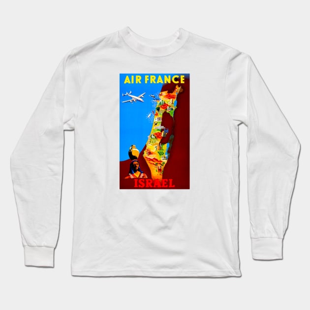 Air France - Israel Vintage Travel Long Sleeve T-Shirt by Culturio